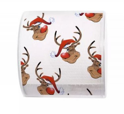 Rentier Rudolph mit Mütze Toilettenpapier