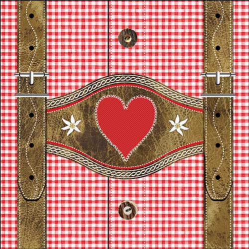 Lederhosen Lats Rot  - Servietten 33x33cm